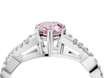 Fancy Pink Pear Cut Diamond Solitaire Ring in Platinum with Interwoven Pavé Band and Prong Setting_10
