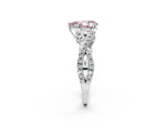 Fancy Pink Pear Cut Diamond Solitaire Ring in Platinum with Interwoven Pavé Band and Prong Setting_8