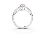 Fancy Pink Pear Cut Diamond Solitaire Ring in White gold with Interwoven Pavé Band and Prong Setting_3