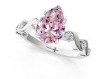 Fancy Pink Pear Cut Diamond Solitaire Ring in White gold with Twisted Ribbon Band and Round Accents_1