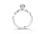 Fancy Pink Pear Cut Diamond Solitaire Ring in White gold with Twisted Ribbon Band and Round Accents_3