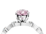 Fancy Pink Pear Cut Diamond Solitaire Ring in White gold with Twisted Ribbon Band and Round Accents_4