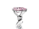 Fancy Pink Pear Cut Diamond Solitaire Ring in White gold with Twisted Ribbon Band and Round Accents_5