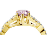 Fancy Pink Pear Cut Diamond Solitaire Ring in Yellow gold with Interwoven Pavé Band and Prong Setting_4