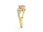 Fancy Pink Pear Cut Diamond Solitaire Ring in Yellow gold with Pavé Twist Band and Prong Setting_2