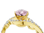 Fancy Pink Pear Cut Diamond Solitaire Ring in Yellow gold with Pavé Twist Band and Prong Setting_4
