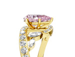 Fancy Pink Pear Cut Diamond Solitaire Ring in Yellow gold with Pavé Twist Band and Prong Setting_5