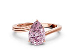 Fancy Pink Pear Cut Diamond Solitaire Twist Band Ring in Rose gold with Prong Setting