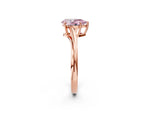 Fancy Pink Pear Cut Diamond Solitaire Twist Band Ring in Rose gold with Prong Setting_2