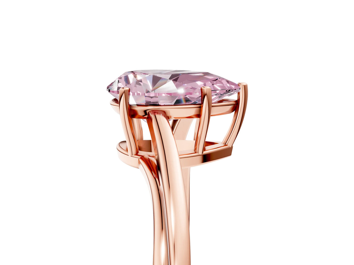 Fancy Pink Pear Cut Diamond Solitaire Twist Band Ring in Rose gold with Prong Setting_5