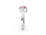 Fancy Pink Princess Cut Diamond Halo Engagement Ring in Silver with Plain Split Shank and Prong Setting_14