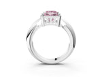 Fancy Pink Princess Cut Diamond Halo Engagement Ring in White gold with Plain Split Shank and Prong Setting_3