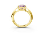 Fancy Pink Princess Cut Diamond Halo Engagement Ring in Yellow gold with Plain Split Shank and Prong Setting_3
