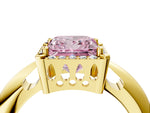 Fancy Pink Princess Cut Diamond Halo Engagement Ring in Yellow gold with Plain Split Shank and Prong Setting_4