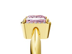 Fancy Pink Princess Cut Diamond Halo Engagement Ring in Yellow gold with Plain Split Shank and Prong Setting_5