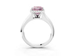 Fancy Pink Princess Cut Diamond Halo Ring in Silver with Cathedral Band and Prong Setting_15