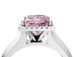 Fancy Pink Princess Cut Diamond Halo Ring in Silver with Cathedral Band and Prong Setting_16