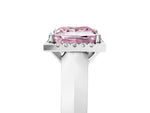 Fancy Pink Princess Cut Diamond Halo Ring in Silver with Cathedral Band and Prong Setting_17