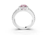 Fancy Pink Princess Cut Diamond Halo Ring in Silver with Split Shank Band and Prong Setting_15