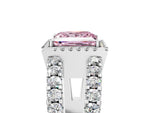Fancy Pink Princess Cut Diamond Halo Ring in Silver with Split Shank Band and Prong Setting_17