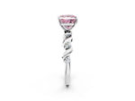Fancy Pink Princess Cut Diamond Solitaire Ring in Platinum with Twisted Ribbon Band and Round Accents_2