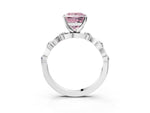 Fancy Pink Princess Cut Diamond Solitaire Ring in Platinum with Twisted Ribbon Band and Round Accents_3