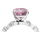 Fancy Pink Princess Cut Diamond Solitaire Ring in Platinum with Twisted Ribbon Band and Round Accents_4