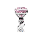 Fancy Pink Princess Cut Diamond Solitaire Ring in Platinum with Twisted Ribbon Band and Round Accents_5