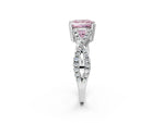 Fancy Pink Princess Cut Diamond Solitaire Ring in White gold with Interwoven Pavé Band and Prong Setting_2