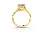 Fancy Pink Princess Cut Diamond Solitaire Ring in Yellow gold with Smooth Wide Band and Prong Setting_3