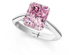 Fancy Pink Radiant Cut Diamond Cathedral Solitaire Engagement Ring in Silver with Prong Setting_1
