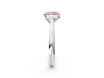 Fancy Pink Radiant Cut Diamond Cathedral Solitaire Engagement Ring in Silver with Prong Setting_2