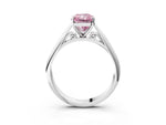 Fancy Pink Radiant Cut Diamond Cathedral Solitaire Engagement Ring in Silver with Prong Setting_3