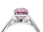 Fancy Pink Radiant Cut Diamond Cathedral Solitaire Engagement Ring in Silver with Prong Setting_4