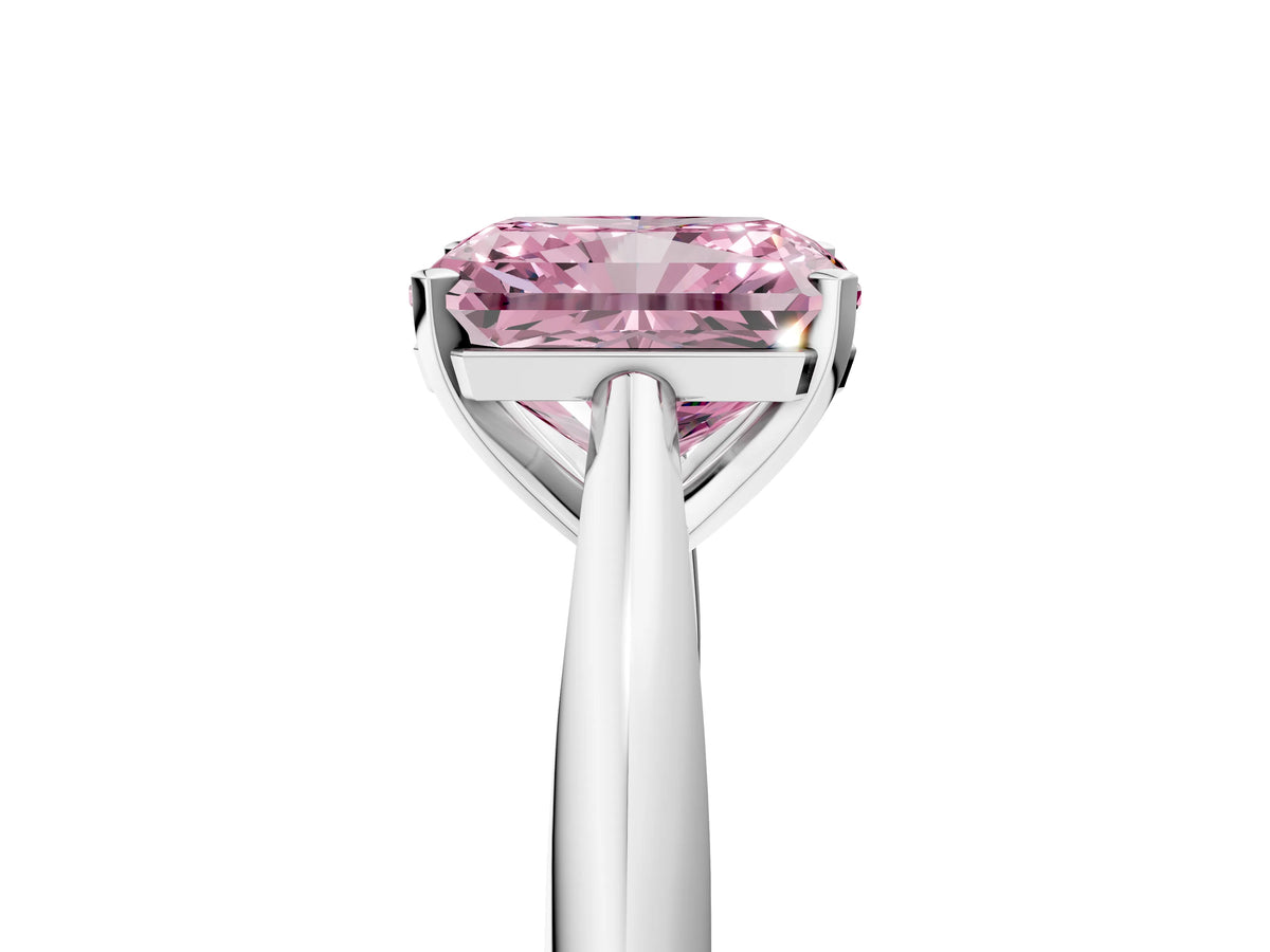 Fancy Pink Radiant Cut Diamond Cathedral Solitaire Engagement Ring in Silver with Prong Setting_5