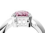 Fancy Pink Radiant Cut Diamond Halo Engagement Ring in Platinum with Plain Split Shank and Prong Setting_16