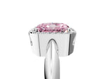 Fancy Pink Radiant Cut Diamond Halo Engagement Ring in Silver with Plain Split Shank and Prong Setting_11