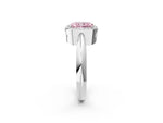 Fancy Pink Radiant Cut Diamond Halo Engagement Ring in White gold with Plain Split Shank and Prong Setting_2