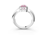 Fancy Pink Radiant Cut Diamond Halo Engagement Ring in White gold with Plain Split Shank and Prong Setting_3