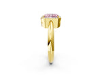 Fancy Pink Radiant Cut Diamond Halo Engagement Ring in Yellow gold with Plain Split Shank and Prong Setting_2