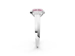Fancy Pink Radiant Cut Diamond Halo Ring in White gold with Cathedral Band and Prong Setting_2