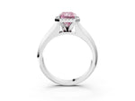 Fancy Pink Radiant Cut Diamond Halo Ring in White gold with Cathedral Band and Prong Setting_3