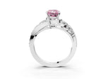 Fancy Pink Radiant Cut Diamond Halo Ring in White gold with Marquise and Pavé Band in Prong Setting_3