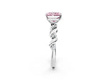 Fancy Pink Radiant Cut Diamond Solitaire Ring in Platinum with Twisted Ribbon Band and Round Accents_2