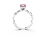 Fancy Pink Radiant Cut Diamond Solitaire Ring in Platinum with Twisted Ribbon Band and Round Accents_3