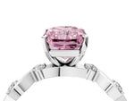Fancy Pink Radiant Cut Diamond Solitaire Ring in Platinum with Twisted Ribbon Band and Round Accents_4