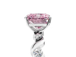 Fancy Pink Radiant Cut Diamond Solitaire Ring in Platinum with Twisted Ribbon Band and Round Accents_5
