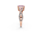 Fancy Pink Radiant Cut Diamond Solitaire Ring in Rose gold with Interwoven Pavé Band and Prong Setting_2