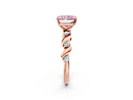 Fancy Pink Radiant Cut Diamond Solitaire Ring in Rose gold with Twisted Ribbon Band and Round Accents_2