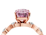 Fancy Pink Radiant Cut Diamond Solitaire Ring in Rose gold with Twisted Ribbon Band and Round Accents_4